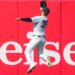 New York Yankees left fielder Cody Bellinger (35) catches a fly ball by Miami Marlins' Xavier Edwards (9) during the ninth inning of a home-opener baseball game, Friday, April 3, 2026, in New York.