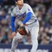Dodgers pitcher Shohei Ohtani on the mound.