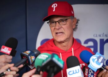 Philadelphia Phillies interim manager Don Mattingly speaks during a news conference before a baseball game against the San Francisco Giants Tuesday, April 28, 2026, in Philadelphia.
