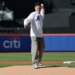 St. John's guard Dylan Darling is all smiles as he throws out the first pitch of the Mets-Diamondbacks game on April 8, 2026 at Citi Field.