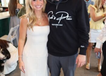 Former LSU quarterback Garrett Nussmeier and his girlfriend, Ella Springfield, after the Chiefs selected him in the 7th round of the 2026 NFL draft on Saturday, April 25, 2026.