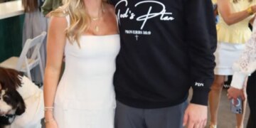 Former LSU quarterback Garrett Nussmeier and his girlfriend, Ella Springfield, after the Chiefs selected him in the 7th round of the 2026 NFL draft on Saturday, April 25, 2026.