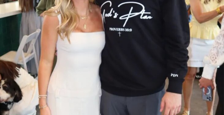 Former LSU quarterback Garrett Nussmeier and his girlfriend, Ella Springfield, after the Chiefs selected him in the 7th round of the 2026 NFL draft on Saturday, April 25, 2026.