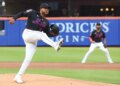 New York Mets pitcher Freddy Peralta (51) pitches in the first inning when the New York Mets played the Colorado Rockies Friday, April 24, 2026 at Citi Field