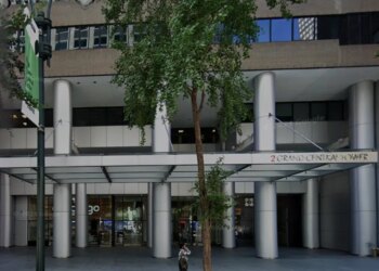 Facade of 2 Grand Central Tower in New York City.
