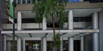Facade of 2 Grand Central Tower in New York City.