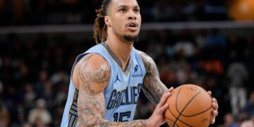 Memphis Grizzlies forward Brandon Clarke shoots a free throw.