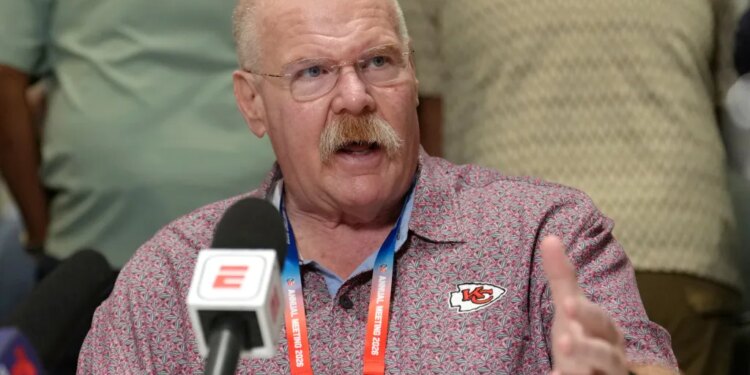 Andy Reid speaking at the NFL annual meetings.