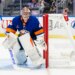 New York Islanders goaltender Semyon Varlamov (40) looks on during the second period against the Montreal Canadiens at UBS Arena, Saturday, Oct. 19, 2024, in Elmont, NY.