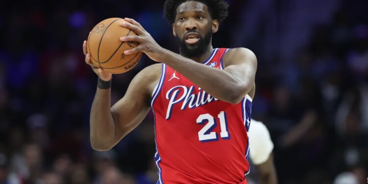 Philadelphia 76ers center Joel Embiid (21) controls the ball against the Minnesota Timberwolves.