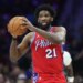 Philadelphia 76ers center Joel Embiid (21) controls the ball against the Minnesota Timberwolves.