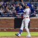 New York Mets’ Juan Soto (22) watches his two-run home run.