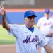 Keith Hernandez waves to the crowd during Old Timers Day.