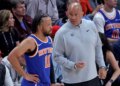 Jalen Brunson got into a brief yelling match with his dad, Rick, who is a Knicks' assistant coach, during their 114-98 Game 4 win over the Hawks on April 25, 2026 in Atlanta.