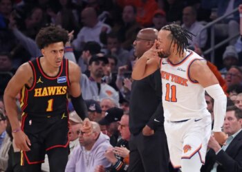 Jalen Brunson after hitting a 3-pointer in the first quarter.