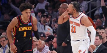 Jalen Brunson after hitting a 3-pointer in the first quarter.