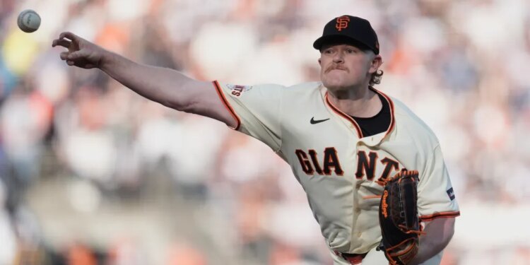 San Francisco Giants pitcher Logan Webb throwing a pitch.