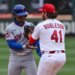 Francisco Lindor is tagged out by  first baseman Alec Burleson during the sixth inning of the Mets' 2-1, 11-inning loss to the Cardinals on April 1, 2026 in St. Louis.