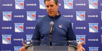 New York Rangers head coach Mike Sullivan when the New York Rangers held their end of season interviews Friday, April 17, 2026 at Madison Square Garden Training Center in Greenburgh, NY.