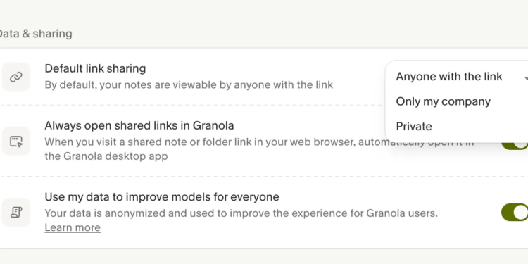 You can make links to your notes private or only allow members of your company to view them.