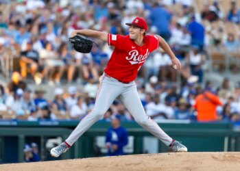Cincinnati Reds pitcher Nick Lodolo on the mound during a spring training game.