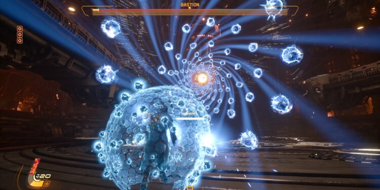 A screenshot from the video game Saros.