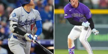 Shohei Ohtani extends on-base streak, but Dodgers lose to Rockies