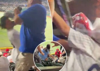 Taunting Yankees fan punched by Rangers fans, girlfriend thrown down steps