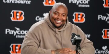 Dexter Lawrence II speaking at an NFL press conference.