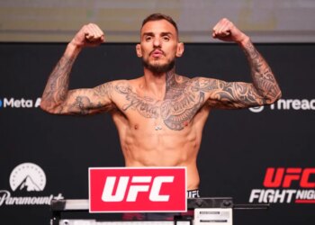 Renato Moicano posing during a UFC weigh-in.