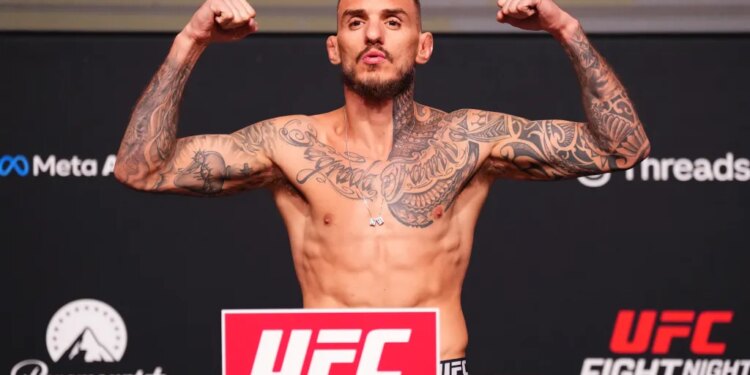 Renato Moicano posing during a UFC weigh-in.