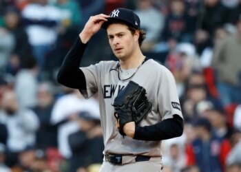 Cam Schlittler, who picked up his third win of the season, held the Red Sox to two runs over eight strong innings in the Yankees' 4-2 win over the Red Sox on April 23, 2026 at Fenway Park.
