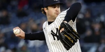 Cam Schlittler allowed three runs in five innings and received a no decision in the Yankees' 5-3 comeback win over the A's on April 7, 2026 at the Stadium.