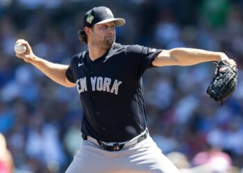 Gerrit Cole, pitching during a spring training game, will be making his first rehab start on Friday with Double-A Somerset.