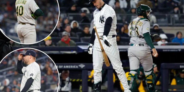 Yankees bats go cold after hot start in loss to A's