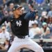 New York Yankees pitcher Elmer Rodríguez #76 pitches in the 2nd inning.