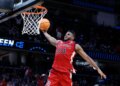 Zuby Ejiofor dunks the ball during game action against the Duke Blue Devils in the second half during the NCAA East Regionals, Sweet Sixteen tournament at Capital One Arena in Washington, DC, USA, Thursday, March 27, 2026.