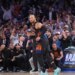 Jalen Brunson #11, after hitting a jump shot giving the Knicks a lead in the 4th quarter.