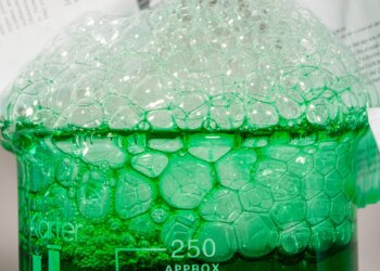 Beaker of slime bubbling over.