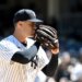 Yankees Brendon Beck throws a pitch during the fifth inning of the Yankees and Texas Rangers game at Yankee Stadium.