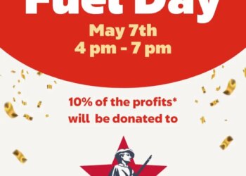 Advertisement for Circle K's Fuel Day on May 7th from 4 pm to 7 pm, stating 10% of profits will be donated to Fallen Patriot College for Their Children.