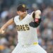 San Diego Padres starting pitcher Michael King works against a Seattle Mariners batter during the second inning of a baseball game Tuesday, April 14, 2026, in San Diego. (AP Photo/Gregory Bull)