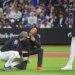 New York Mets pitcher Clay Holmes (35) has a trainer look at him during the fourth inning when the New York Mets played the New York Yankees Friday, May 15, 2026 at Citi Field in Queens, NY.