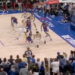Jarrett Allen fouled during a basketball game.