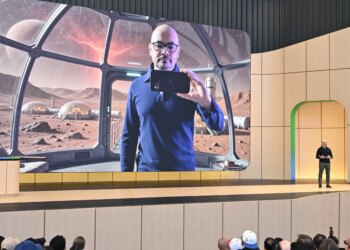 Google DeepMind CEO Demis Hassabis on stage during the Google I/O 2026 keynote