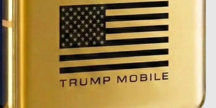 A still from Trump Mobile’s promotional video showing the T1 Phone with only 11 stripes on the US flag.