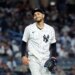 New York Yankees pitcher Elmer Rodríguez reacts on the mound in the fifth inning at Yankee Stadium in The Bronx, New York, USA, Tuesday, May 05, 2026.