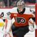 Apr 25, 2026; Philadelphia, Pennsylvania, USA; Philadelphia Flyers goaltender Dan Vladar (80) against the Pittsburgh Penguins during the second period in game four of the first round of the 2026 Stanley Cup Playoffs at Xfinity Mobile Arena. Mandatory Credit: Eric Hartline-Imagn Images