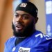 Giants left tackle Andrew Thomas speaks to reporters at OTAs on May 21, 2026.