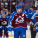 May 3, 2026; Denver, Colorado, USA; Colorado Avalanche defenseman Cale Makar (8) celebrates his goal scored against the Minnesota Wild during the third period in game one of the second round of the 2026 Stanley Cup Playoffs at Ball Arena. Mandatory Credit: Ron Chenoy-Imagn Images